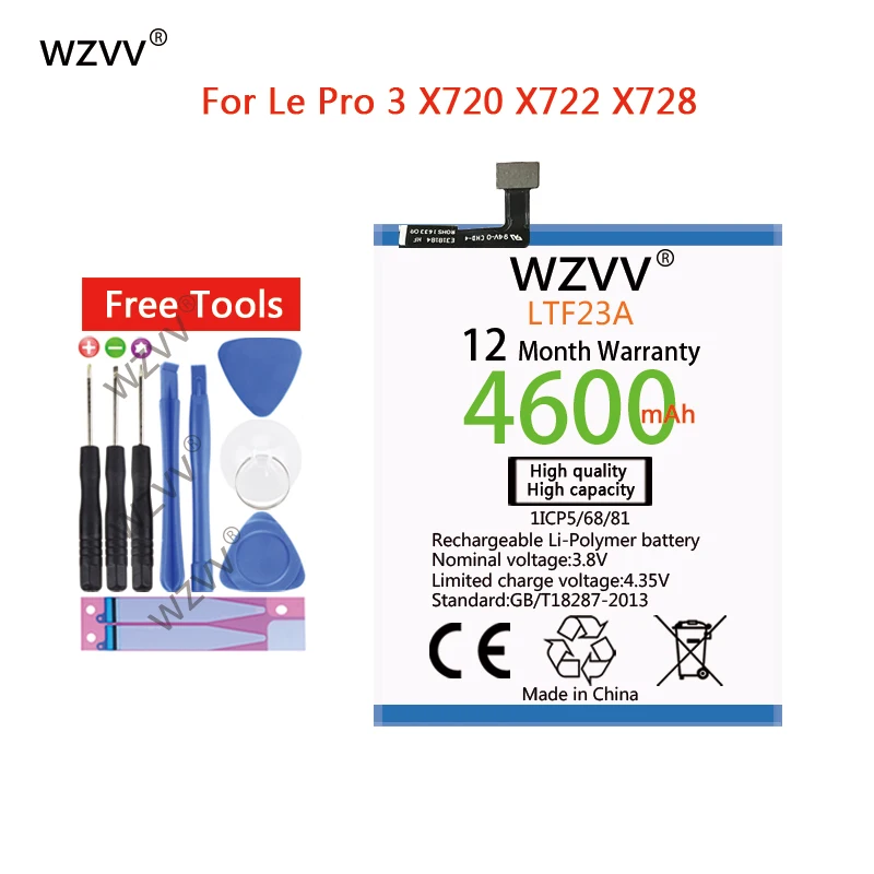 wzvv 4600mAh Li-Polymer Battery LTF23A for Letv LeEco Le Pro 3 X720 X722 X728 Replacement Batteries | Мобильные телефоны и