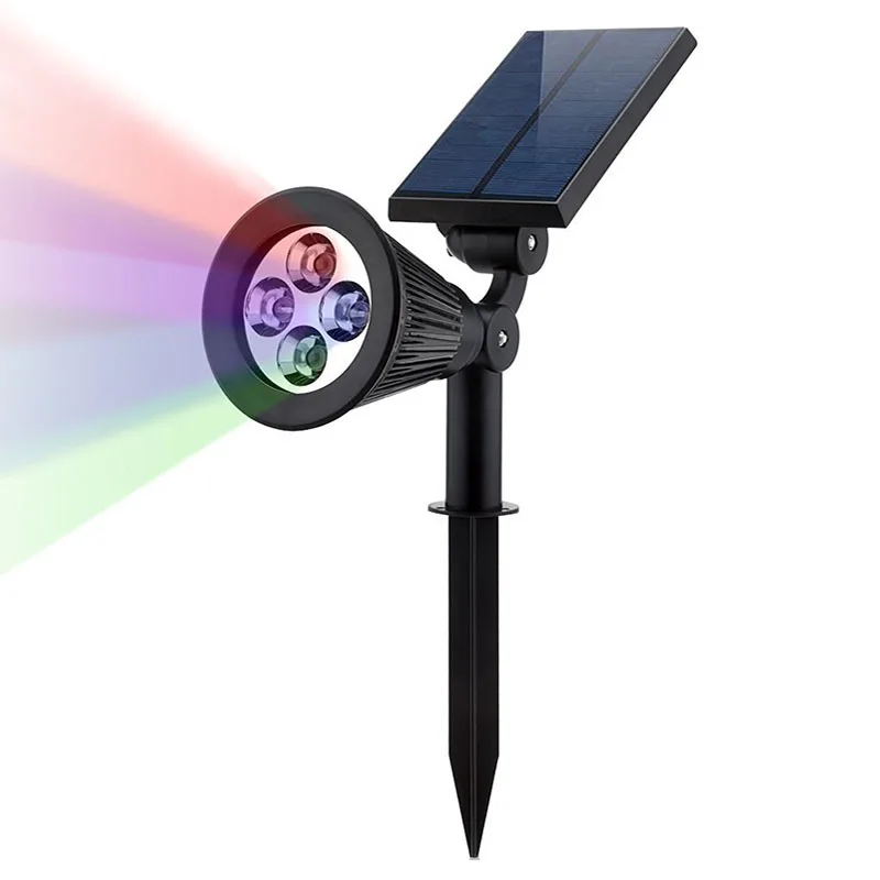 Goedkoop 1 STKS Solar Lamp 4 LEDs RGB Solar Spotlight Kleur verwisselbare IP44 Waterdichte Outdoor Tuin Landschap Yard Decoratie Licht