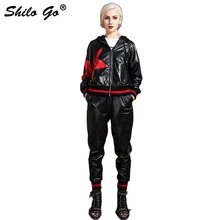 Шило GO кожаное пальто Женская Весенняя мода Овчина натуральная кожаная куртка с капюшоном Красная звезда молния Свободная Повседневная бейсбольная куртка