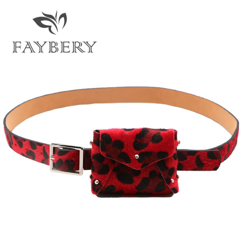 Винтажная леопардовая поясная сумка ремни для женщин маленькая сумка Пояс для юбок двойного назначения кошелек с пряжкой поясная цепочка femme - Цвет: Red