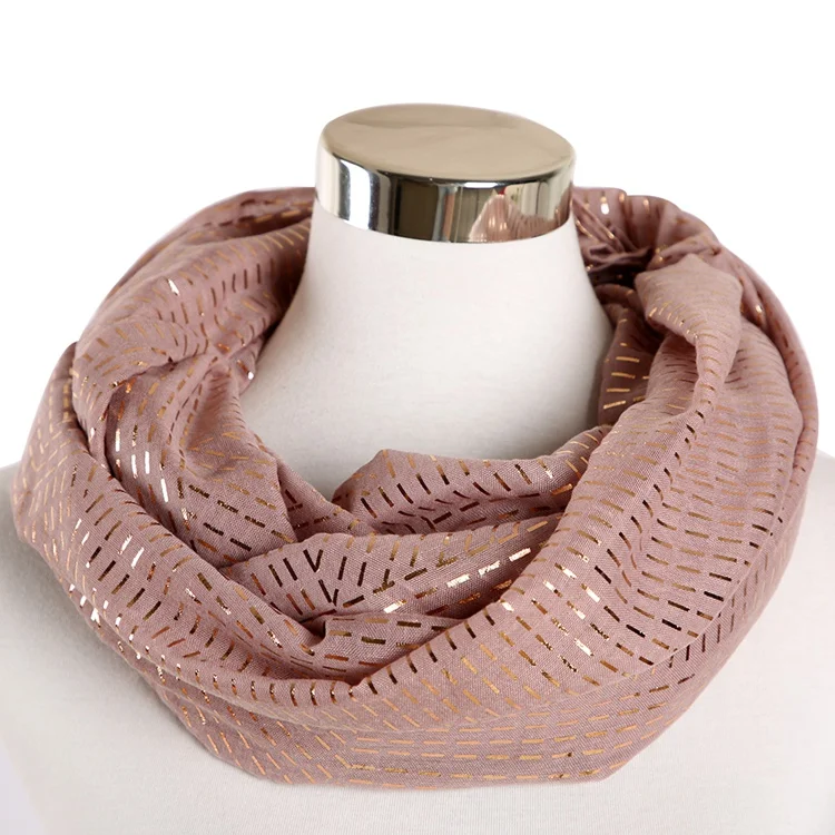 FOXMOTHER дизайн Foulard Femme Leightweight Фольга Золотой плед полосатый принт зажим для шарфа снуд женские подарки - Цвет: Pink Loop