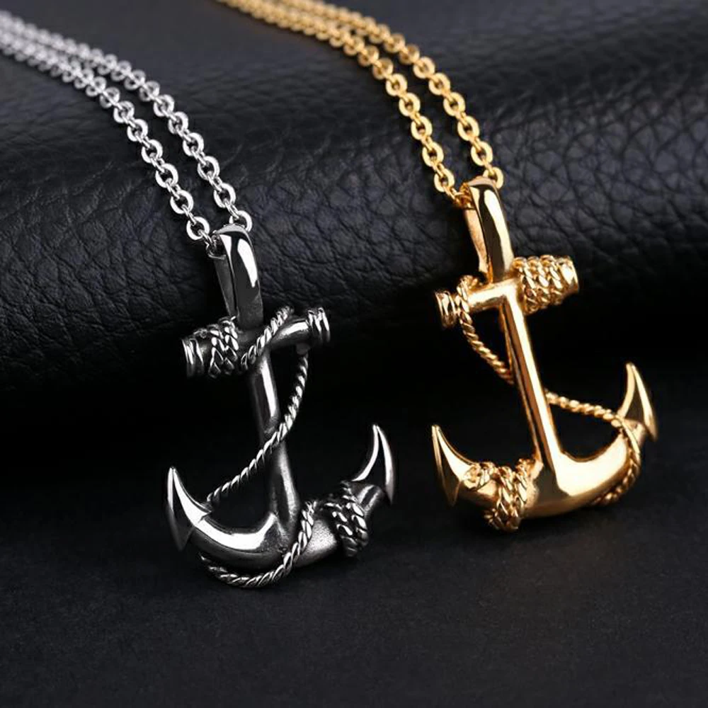 

Hip Hop Jewelry Anchor Men Cross Necklace Popular Punk Style Stainless Steel Anchor Pendant Necklace Jewelry Gift