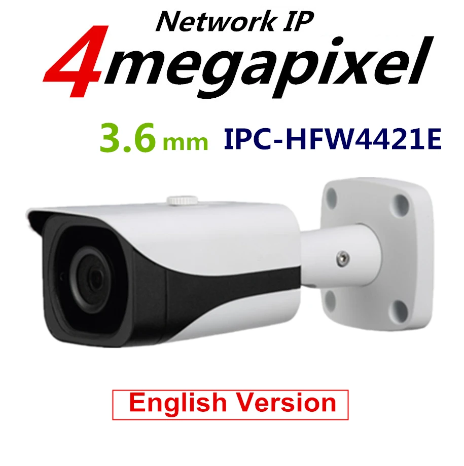 DaHua Original English Version 4MP WDR PoE Bullet Camera IPC HFW4421E Vandalproof Camera With Fixed Lens