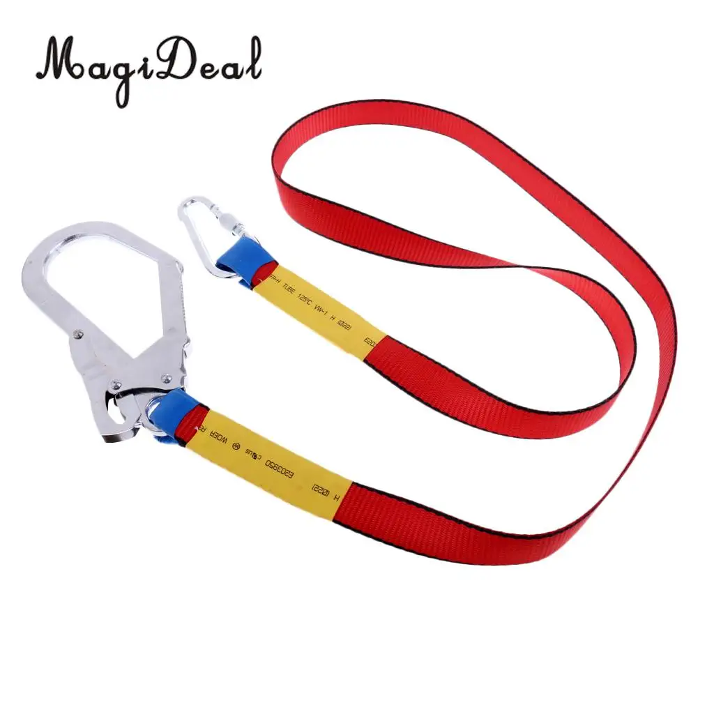 MagiDeal Outdoor Climbing Harness Belt Safety Lanyard Fall Protection with Carabiner for Emergency Climbing Caving Protection