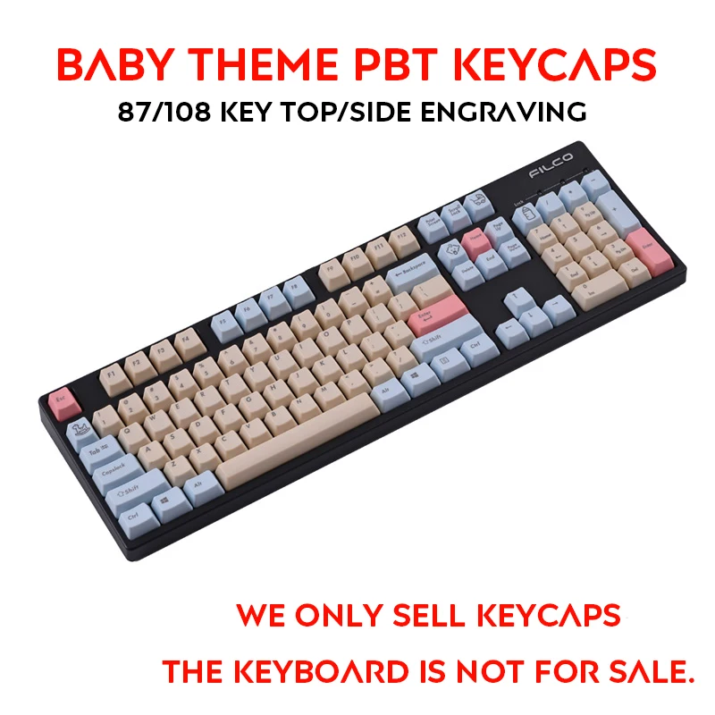 87/108 ключ синий детский тема порошок синий Keycap OEM PBT Keycaps положительный Egraver сторона для FILCO механическая клавиатура