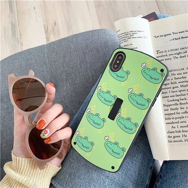 Чехол для iPhone X, XR, XS, Max, 6, 6 S, 7, 8 Plus, чехол с милым мультяшным комиксом, крокодил, динозавр, невидимая задняя крышка с подставкой - Цвет: many crocodile