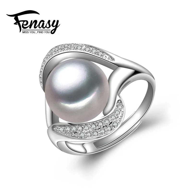 

FENASY Pearl Jewelry,natural Pearl rings for women,Freshwater Pearl 925 Silver ring,Big Size Hyperbole Cocktail ring 2018