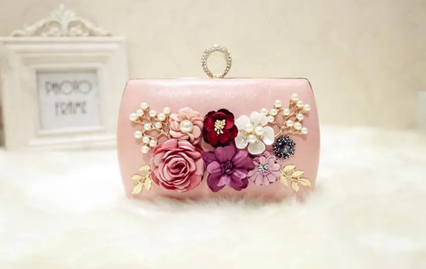 2022 High Quality Luxury Handmade Flowers Evening Bags Brand Dinner Clutch Purse With Chain Flower Banquet Bags MN258 