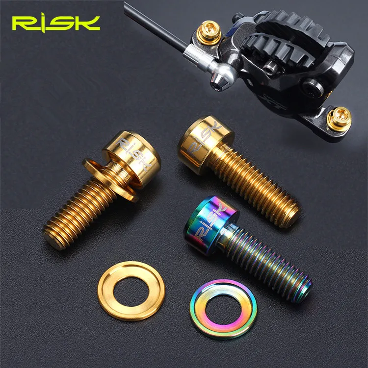 

Risk Mtb Bike Disc Brake Calipers Bolts Titanium M6*18 mm Bicycle Hydraulic Brake Calipers Bolts With Gasket 4 Piece / lot