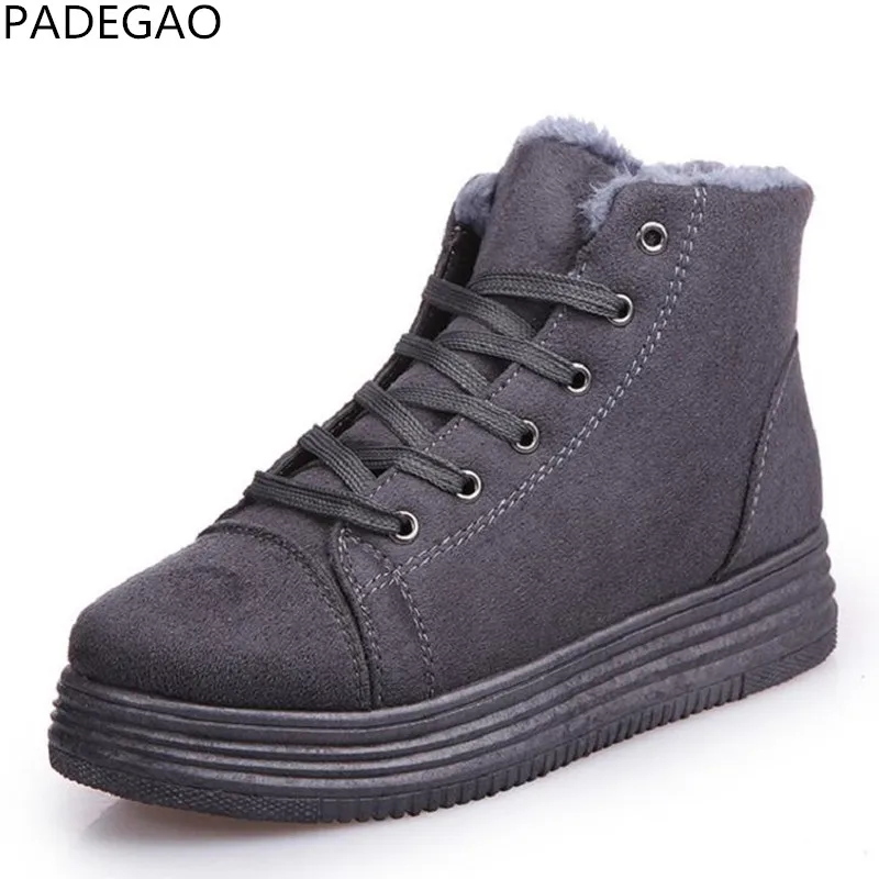 

PADEGAO Women Winter Boots Fur Warm Platform Snow Ankle Boots Women Casual Shoes Round Toe Female Botas Mujer