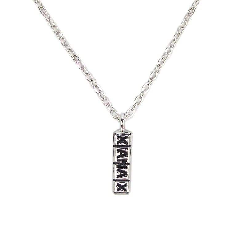 Горячая хип-хоп серебряное Золотое крутое ожерелье Xanax Pill ожерелье с подвеской в виде букв цепочка для таблеток вечерние Шейное колье с подвеской - Окраска металла: N009-2