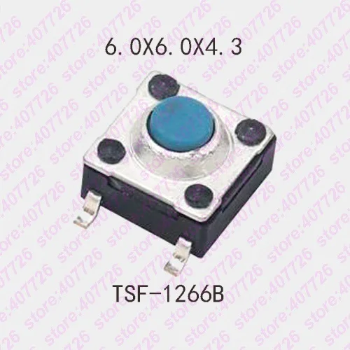 20 шт. 6x6x5/4,3 мм водонепроницаемый бесшумный кнопочный мгновенный тактический переключатель силикагелевая кнопочная Кнопка 4PIN DIP/SMT микрокнопочный переключатель - Цвет: TSF-1166B-SMT