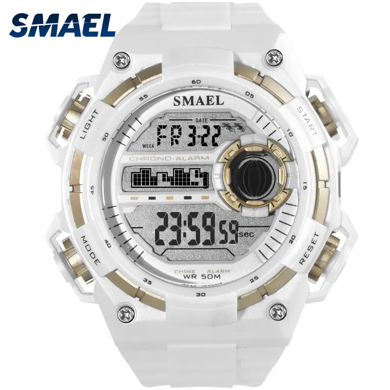 SMAEL-reloj deportivo SShock hombre, cronógrafo Digital de cuarzo esfera grande, color blanco, resistente al agua, a la moda, - AliExpress Mobile