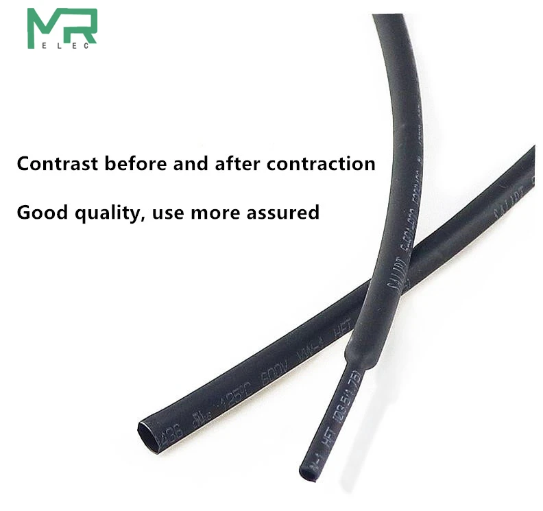 5 м/лот 2:1 черный 0,8 мм~ 10 мм полиолефин кабельные рукава электронный компонент DIY разъем ремонт термоусадочная трубка
