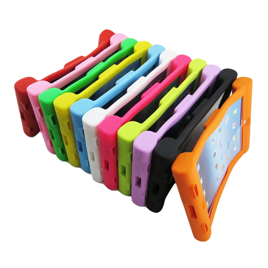 

High Quality Universal Shockproof Soft Silicone Folding Stand Case For Apple ipad2 3 4 Protective Drop Proof Cover For Children