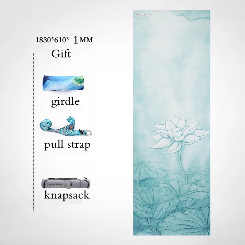 

Velvet skin fitness pad natural rubber widening and thickening yoga mat color printing 1MM yoga mat