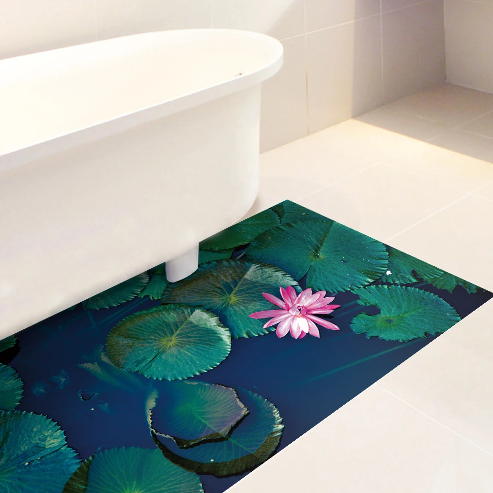 Flower Leaves 3D Floor Stickers Removable Anti-slip Waterproof Decal Sticker Wall Bathroom Living Room Bedroom Decor 60x120cm