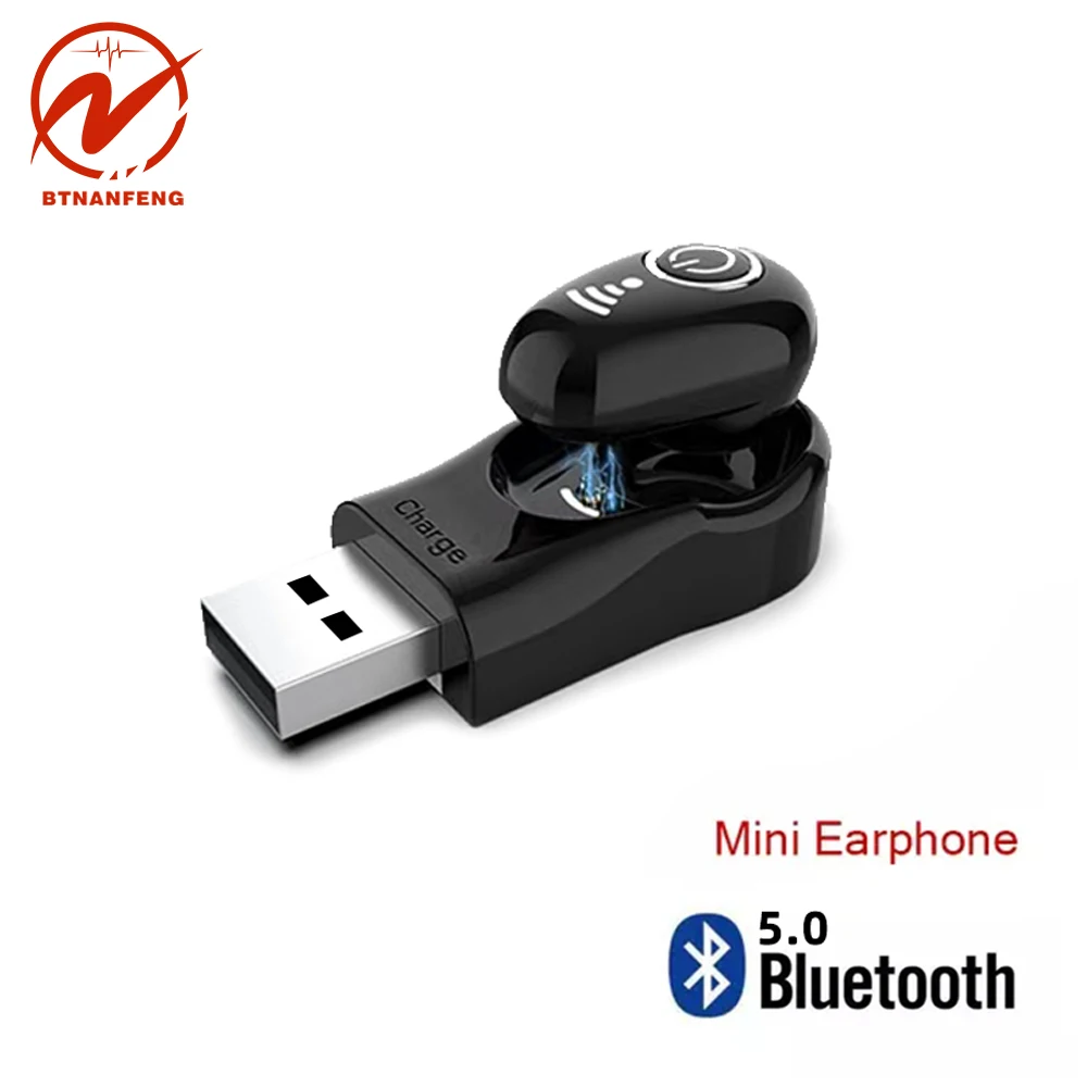 

S650+ Mini Bluetooth Earphone Wireless Headset USB In-Ear Invisible Earbuds Handsfree Headset Stereo with Mic for Phone compat