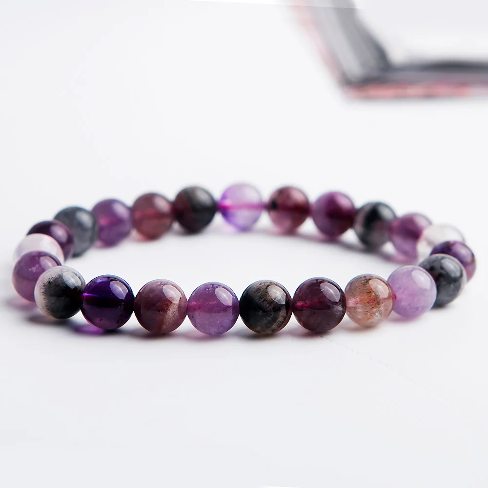 

8mm Newly Natural Colorful Auralite 23 Cacoxenite Round Beads Bracelet Crystal Women Reiki Stone Canada Rarest Bracelet AAAAA