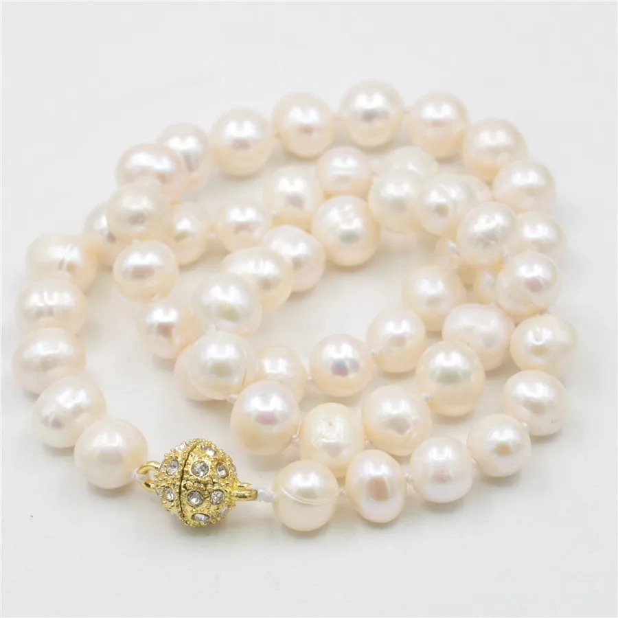 Natural 8-9MM White Akoya Cultured Pearl Necklace Beads DIY Women Jewelry Natural Stone 18