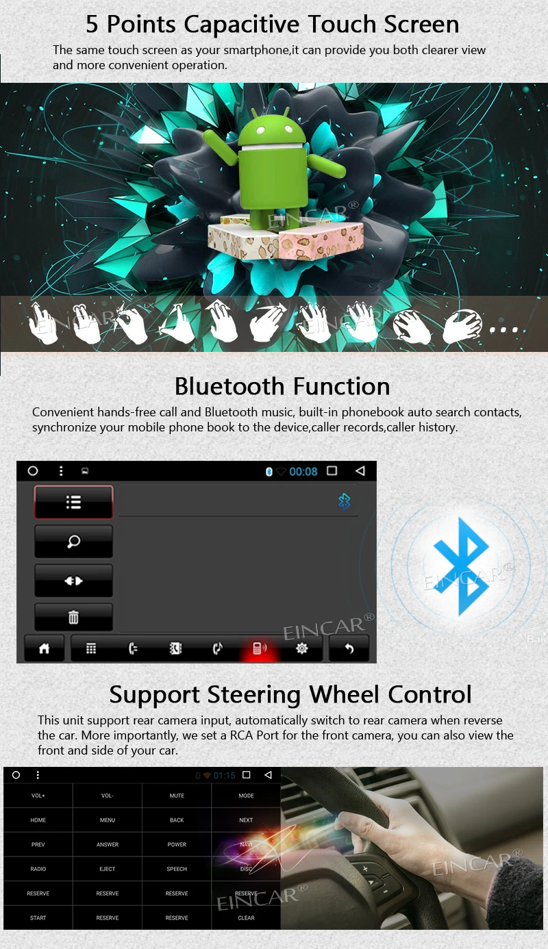 Discount Eincar 7 inch 2 Din Autoradio In Dash Android 7 Car Radio Stereo for Ford Support GPS Navigation Octa Core Car DVD Player Dual 1