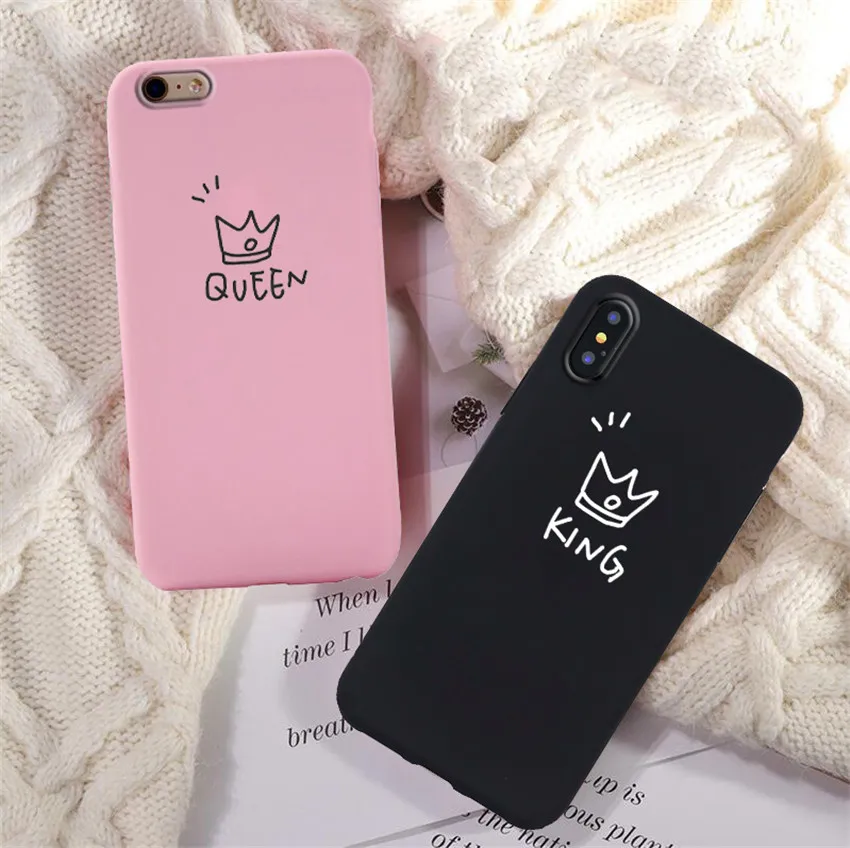 

cute cartoon king queen phone Case For iPhone X 7 Plus XS 10 Case Silicone Phone Cover case For iPhone 6S 8 6 Plus XS Max Case