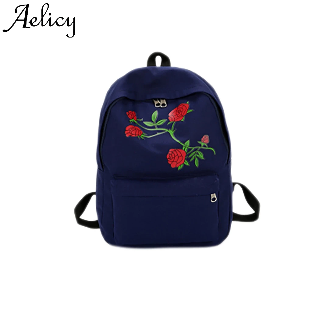 Aelicy النساء الفتيات التطريز روز حقيبة مدرسية السفر حقيبة طالب رفرف الرياضة جيب للهاتف ظهره حقيبة حقيبة كتف Aelicy النساء الفتيات التطريز روز حقيبة مدرسية السفر حقيبة طالب رفرف الرياضة جيب للهاتف ظهره حقيبة حقيبة كتف