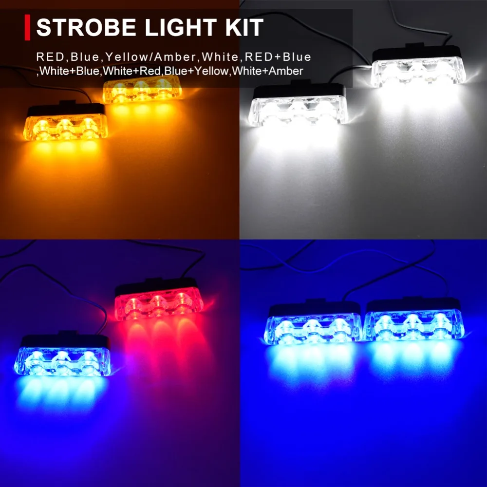 2X3 Stroboscope Led Ambulance Police light 12V Warning Strobe lights Auto Flashing LED DRL Firemen Emergency Car Day Lights 2X3 Stroboscope Led Ambulance Police light 12V Warning Strobe lights Auto Flashing LED DRL Firemen Emergency Car Day Lights