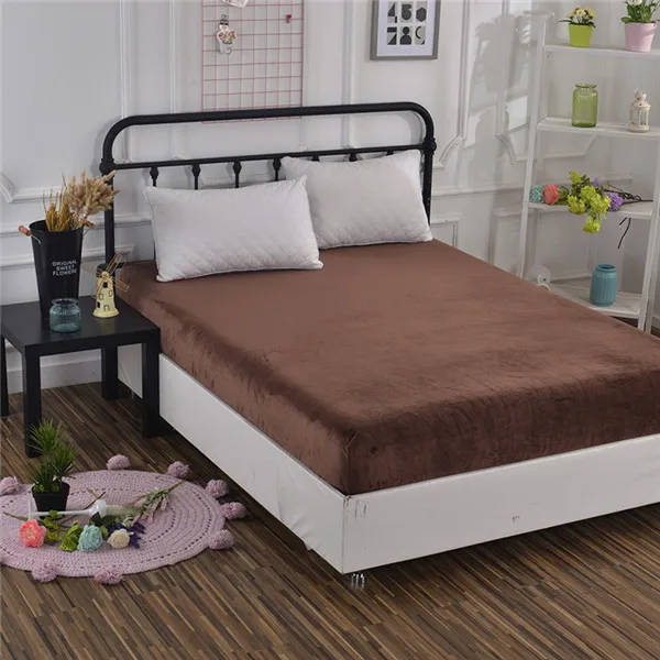 Роскошное покрывало для кровати Твин Полный король размер простыня фланелевый флис удобные эластичные для простыни сплошной цвет постельное белье - Цвет: style4
