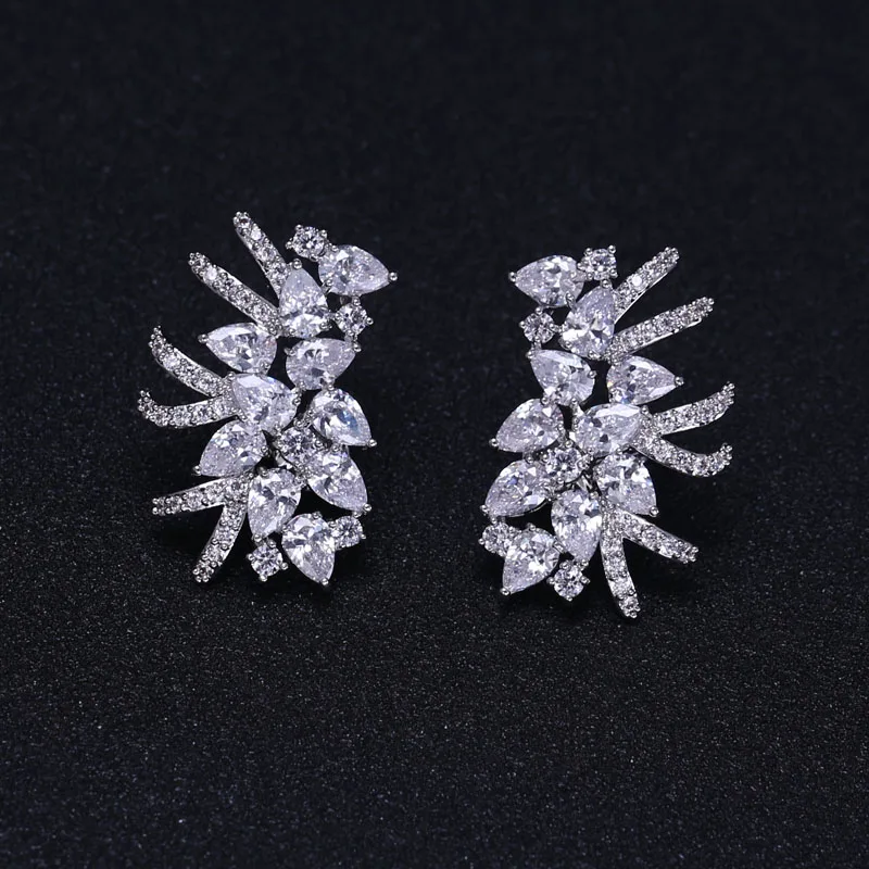 

3CM * 2CM cubic zirconia Baguette stones big stud cuff ear earrings shinning wedding earrings,gorgeous