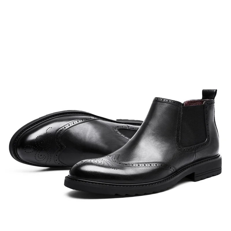 Bottine Mycolen Couro Ankle Luxo De Flor Boots Botas Preto Bullock Vaca Homens Martin Confortável Moda Carving Mens Inverno ra1rp