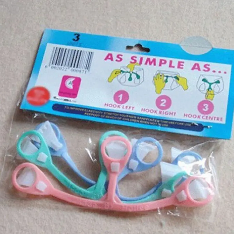 

3Pcs/lot=1Bag Plastic Baby Snappi Cloth Diaper Fasteners 3 Colors Infant Diaper Belt Buckles