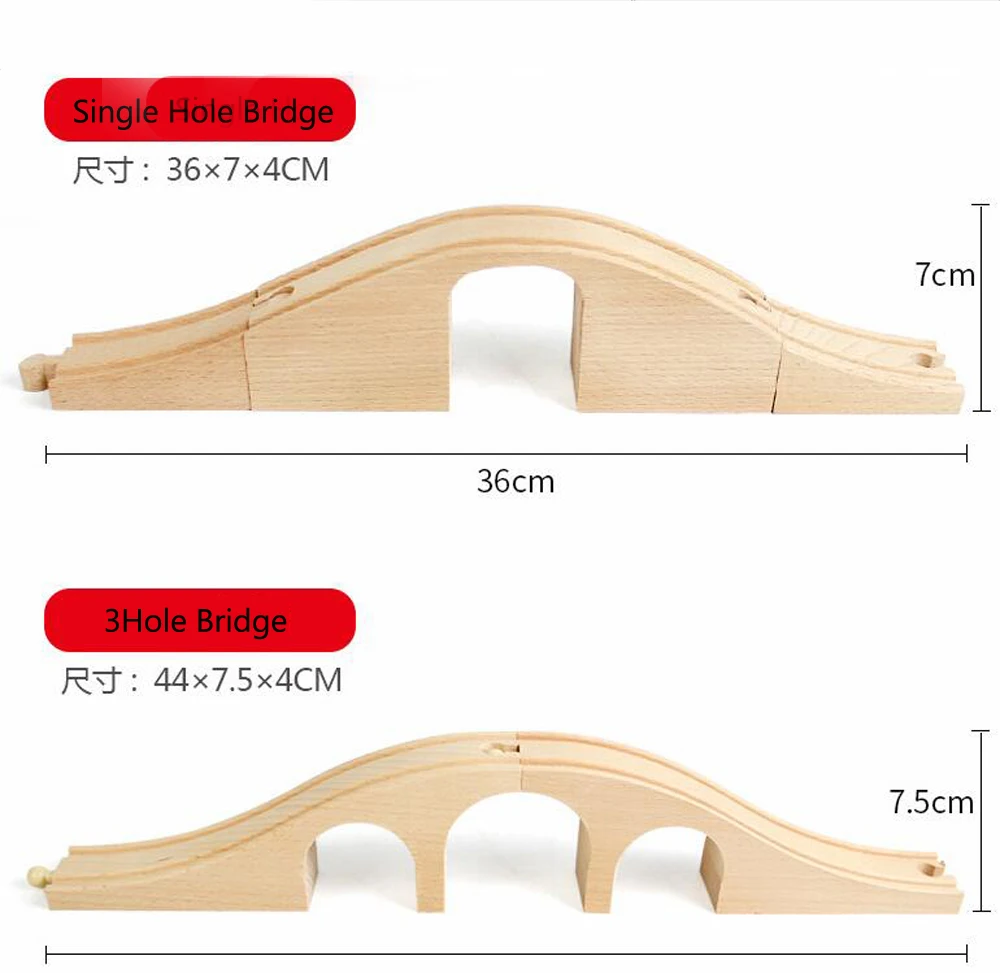 Wooden Rail Track Beech Bridge accessories Wooden Train Educational Blocks Toys Boy Kids Toy Multiple track Fit for Thomas Piece