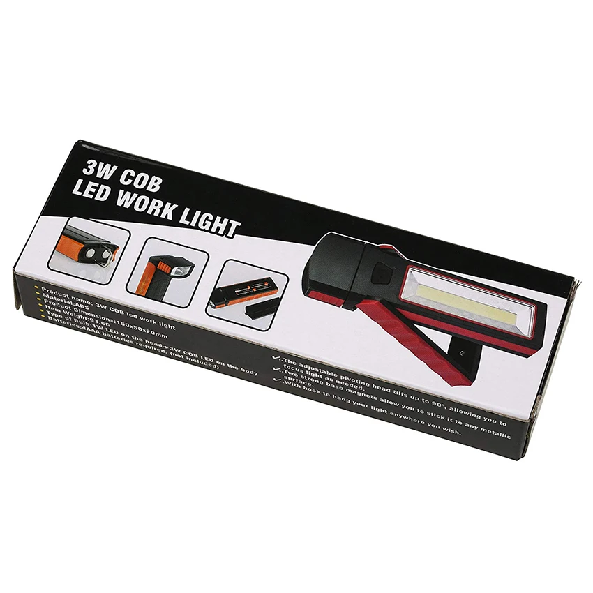 1Pcs Super Bright Adjustable COB LED Work Light led flashlight Hand Torch lamp Magnetic Camping Tent Lantern With Hook Magnet