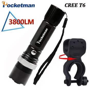 

high quality LED flash light Torch XM-L T6 3800Lm Zoomable 5 Modes lampe tactique zaklamp Free Shipping zk50