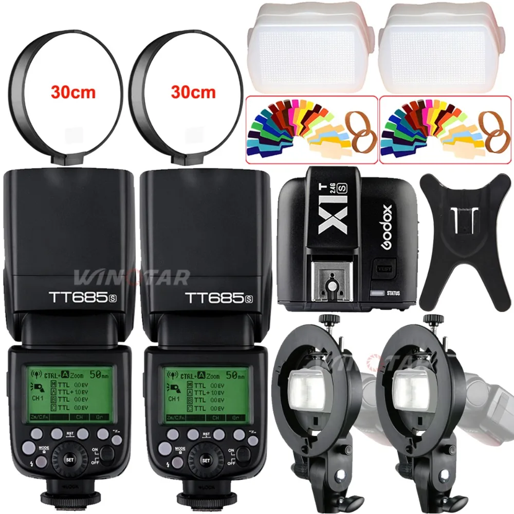 

2X Godox TT685S 2.4G HSS TTL Camera Flash + X1T-S Trigger + Bowens Bracket for Sony A77II A7RII A7R A99 A58 A6500 A6000 A6300