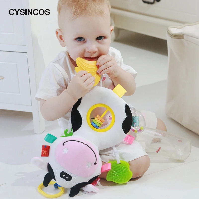 

CYSINCOS Creative Beads Plush Doll Pendant Baby Teether Ring Toy Baby Rattle Car Hanging Bed Hanging Children Toy