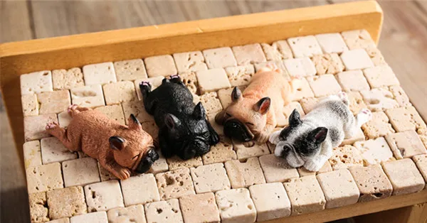 French Bull Dog Sleeping Lazy Pets Fridge Magnets PVC Figures Toys Car Home Office Decoration Gifts - W 3