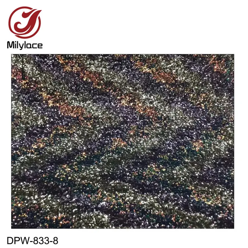 Новейшая африканская кружевная ткань Высокое качество Тюль Блестки кружевная ткань нигерийская последовательная кружевная ткань для платья DPW-833 - Цвет: DPW-833-8