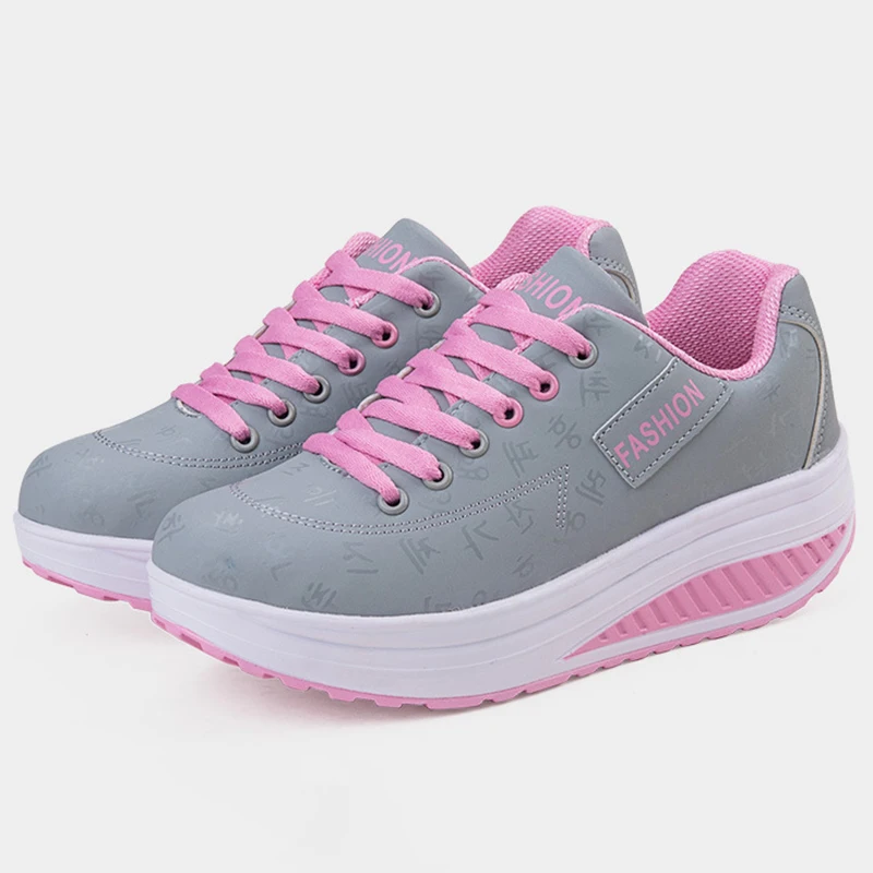 

2019 New Women Running Shoes Mesh Heightening Shoes Soft Bottom Rocking Shoes Sneakers Outdoor Cushioning Non-slip Sports Shoes