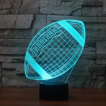 USB креативный Американский футбол 3D ночник изменение светодиодный Настольный Светильник Мода Veilleuse регби 3d светодиодный светильник домашний декор