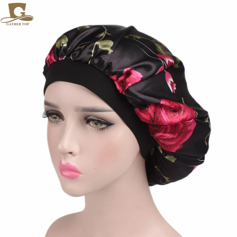 African women Satin Nuit Sommeil Cap Turban Hair Care Bonnet Chapeau Head Cover Band