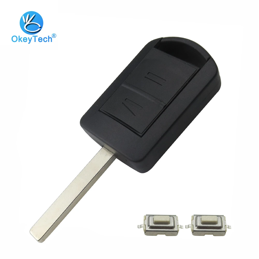 

OkeyTech 2 Button Uncut Blank Blade with 2 Micro Switch Car Key Shell Cover Case Fob for Vauxhall Opel Corsa Agila Meriva Combo