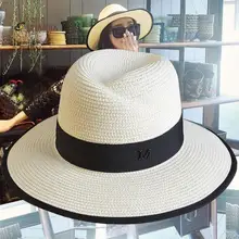 Лето m fedoras женская летняя пляжная Солнцезащитная белая соломенная шляпа