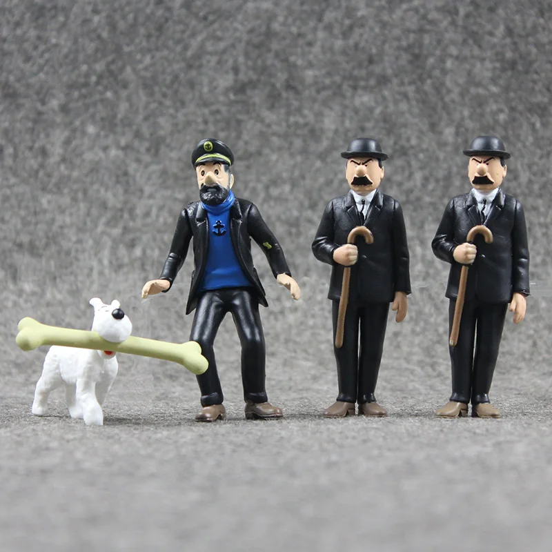 6Pcs/Lot Anime Cartoon 4-9cm The Adventures of Tintin PVC Action Figures Collectible Model Toys Gifts For Kids