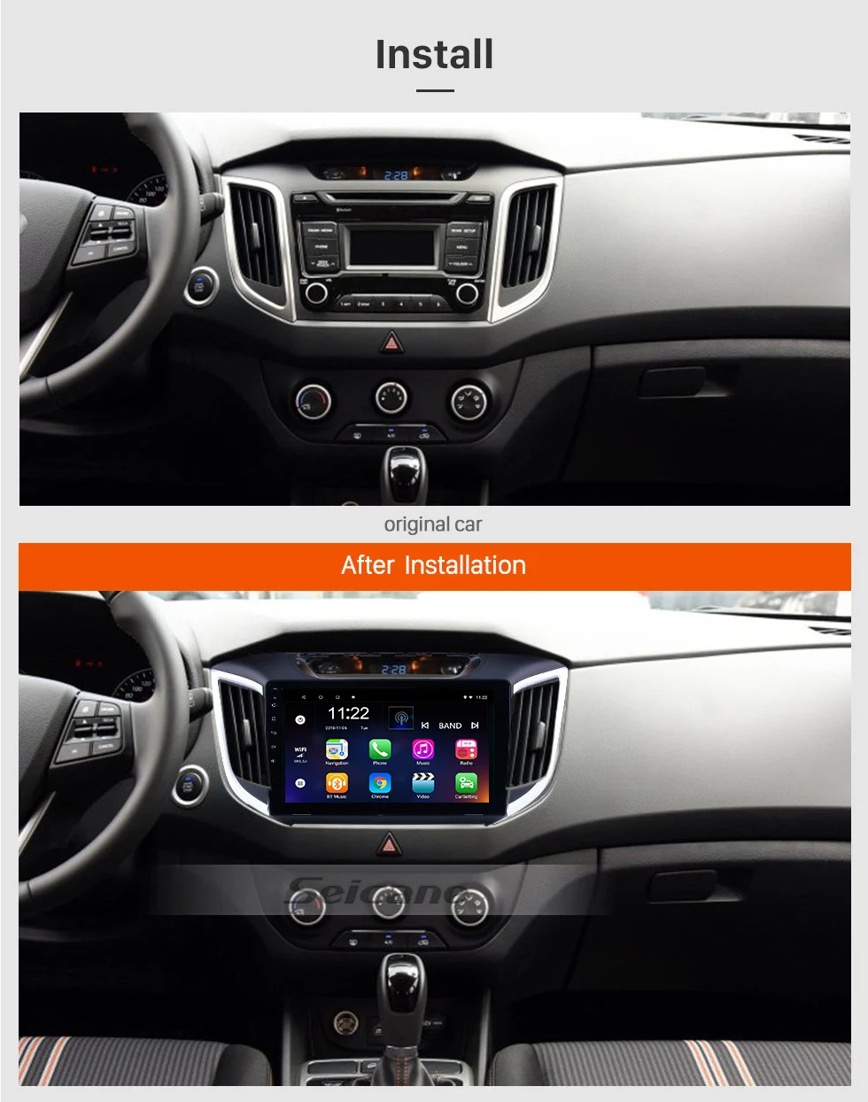 Flash Deal Seicane 10.1" Android 8.1/7.1 Car Radio Bluetooth GPS Navigation for 2014 2015 Hyundai IX25 HD touchscreen Multimedia Player 3