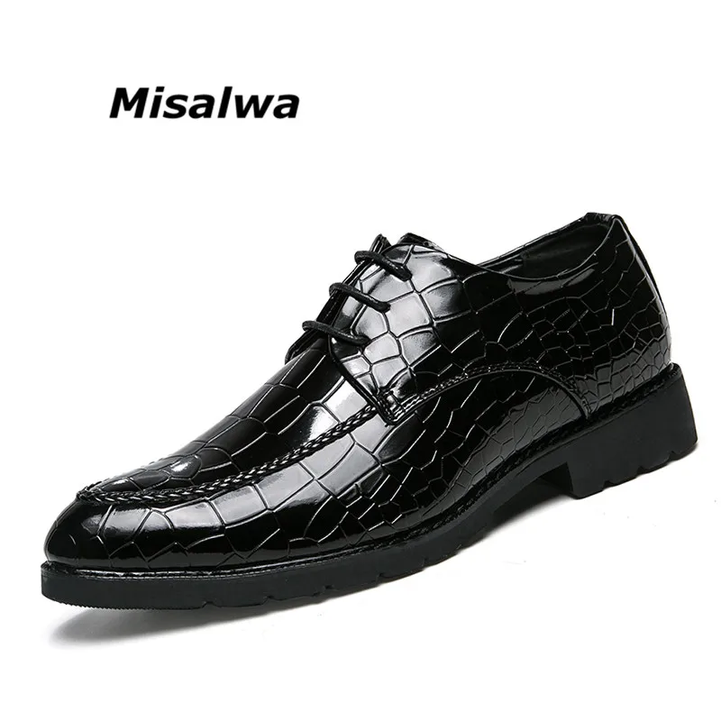 

Misalwa DropShipping 2019 Trend Shoes Office Men PU Leather Europe Style Quality Luxury Shoes Men Designer Shoes Wine Red Oxford
