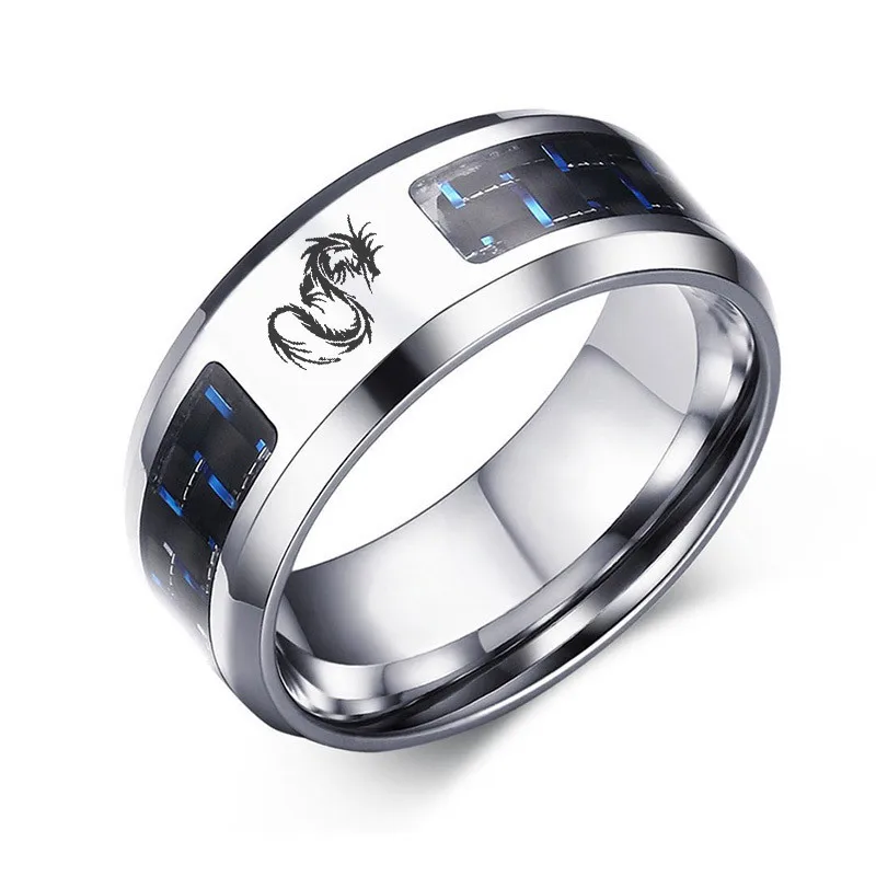 Charm Men's Ring Silver Color Personalized Animals Wolf Dragon Vicking Stainless Steel Wedding Engagement Anillo Anel Male Gifts