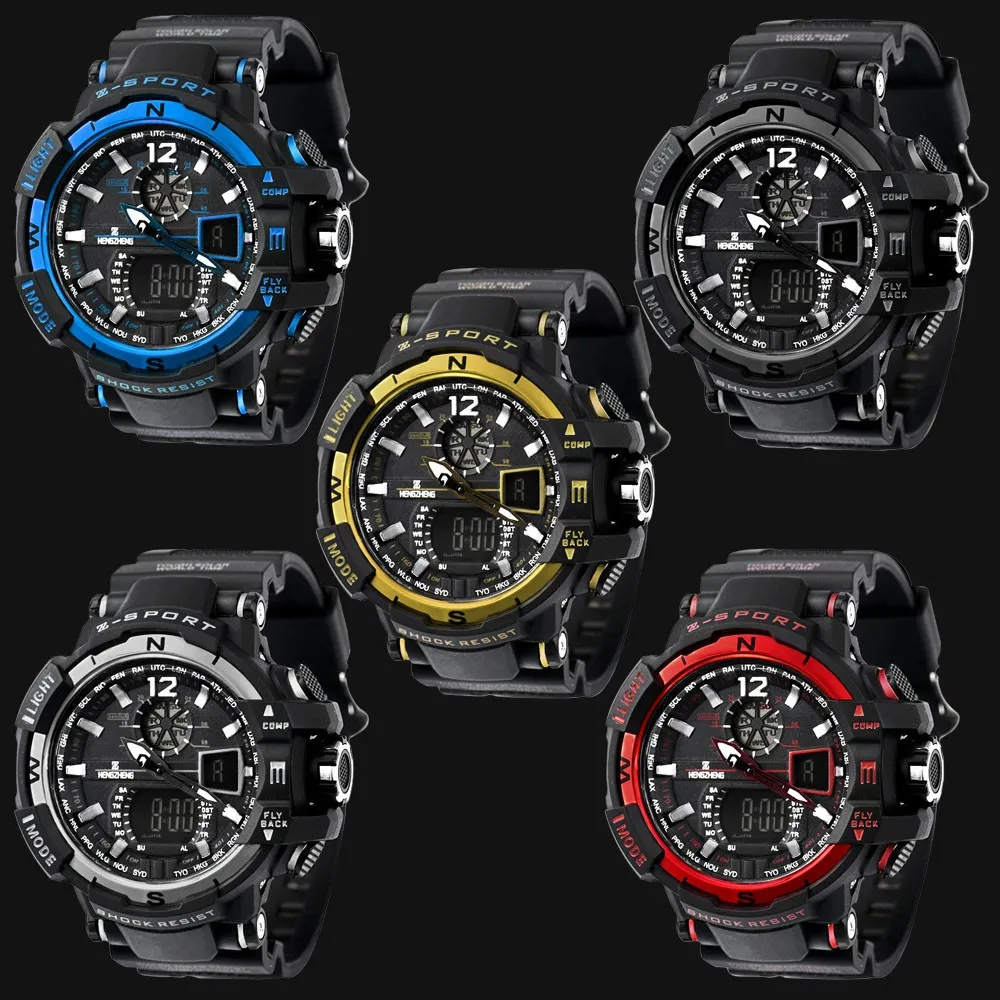 

2016 Fashion casual male luxury watches famous brands Men's Rubber Band LED Digital Sports Waterproof Diving Quartz Wrist Watch