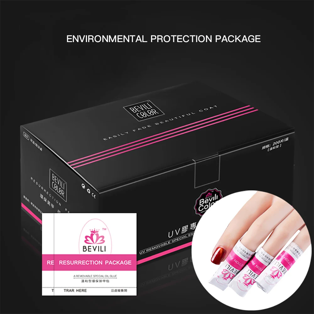 Bevili Color 200pcs Gel Polish Remover Wraps Pads Manicure Polish